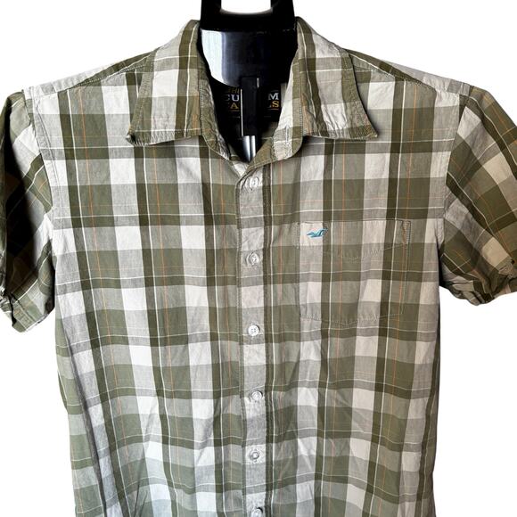 Hollister Button Shirt Mens Large Plaid Green Collared Short Sleeve Y2K Top - Picture 2 of 8